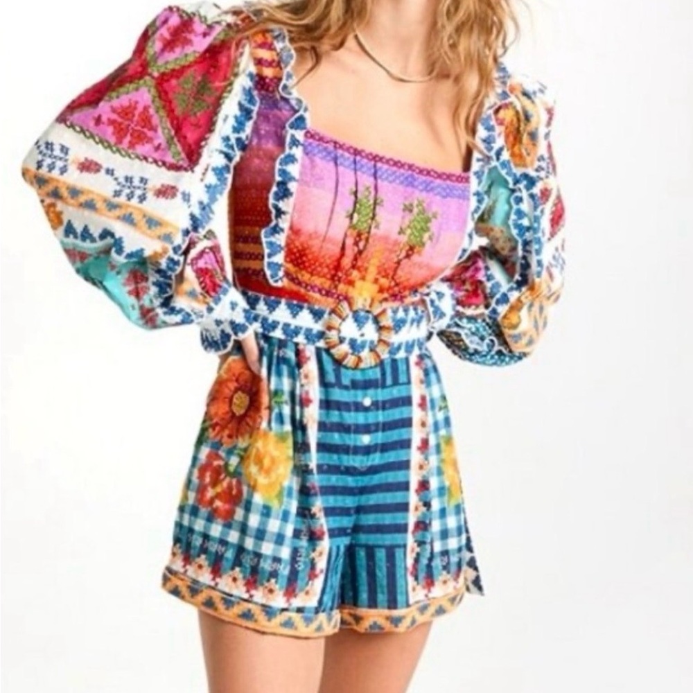 New Farm Rio Summer Stitches Romper Size M
